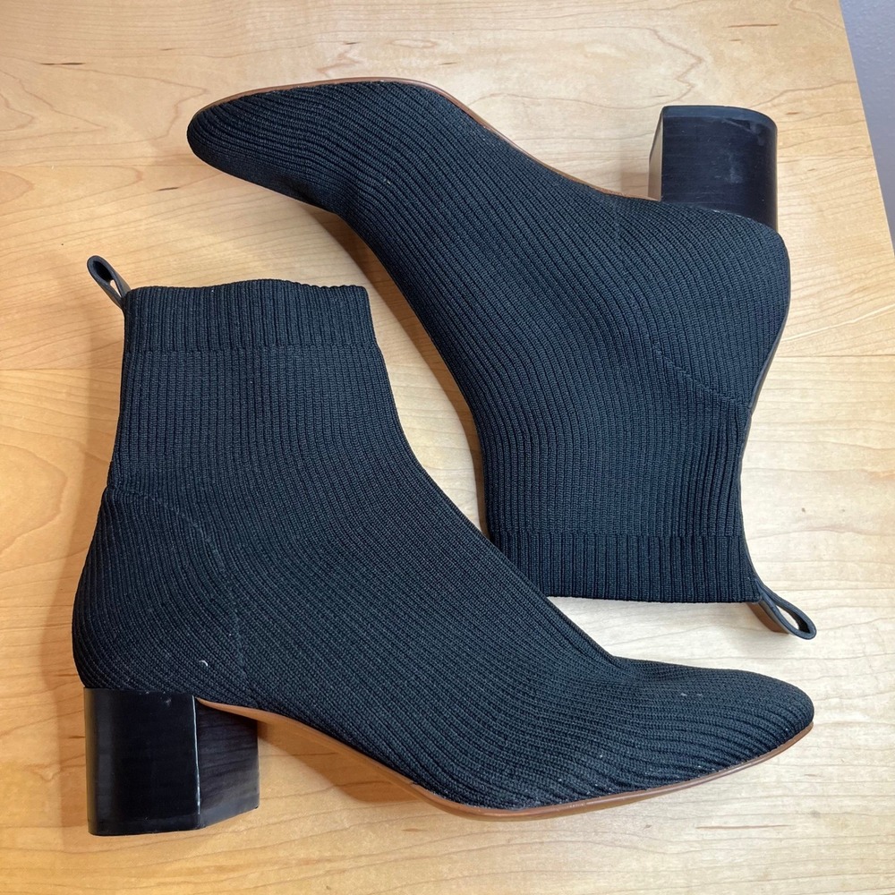 Everlane Black Glove Boot Block Heel Ankle Boots Square Toe Size 9.5 - Picture 13 of 15